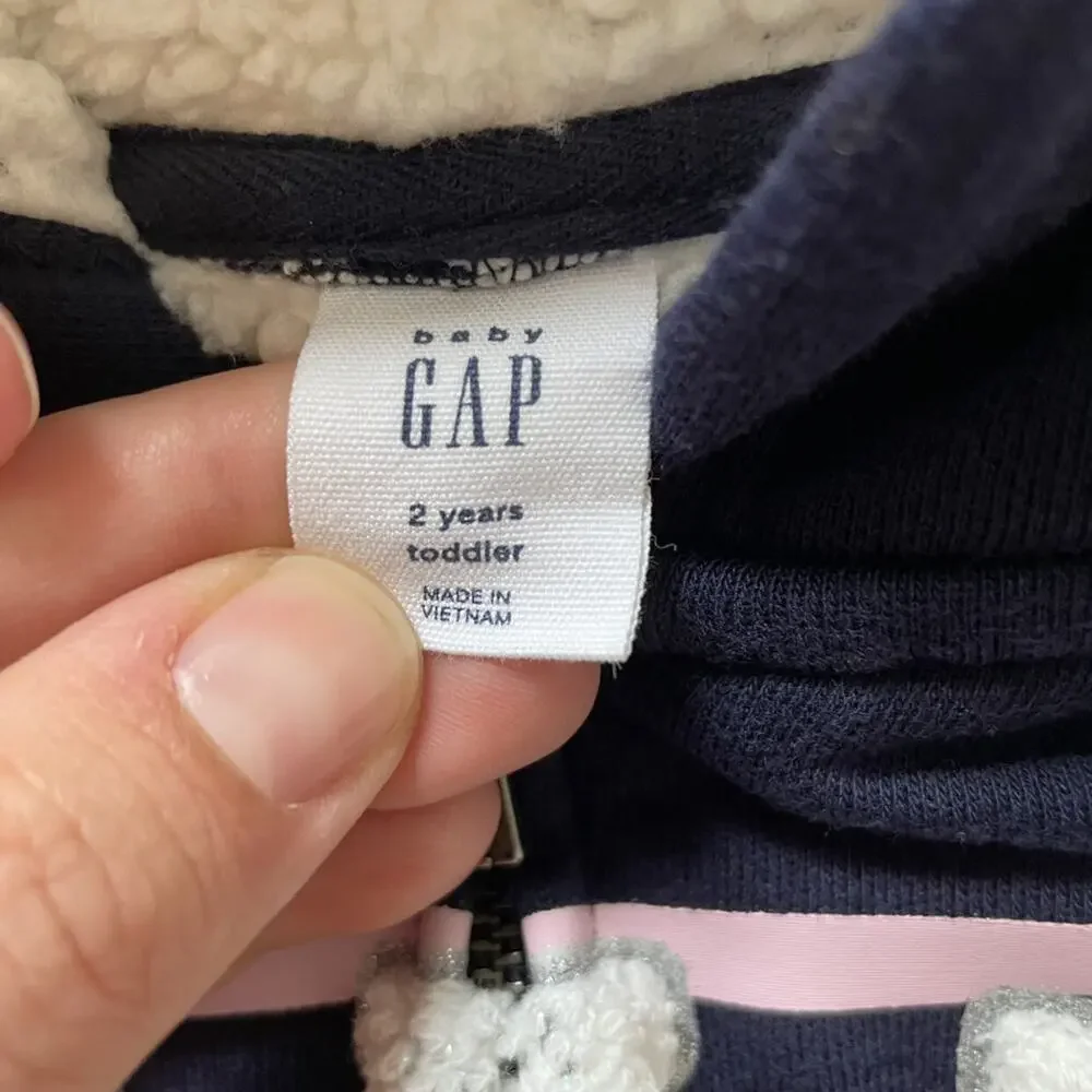 Gap Hoodie With Rainbow Stripes And Sherpa